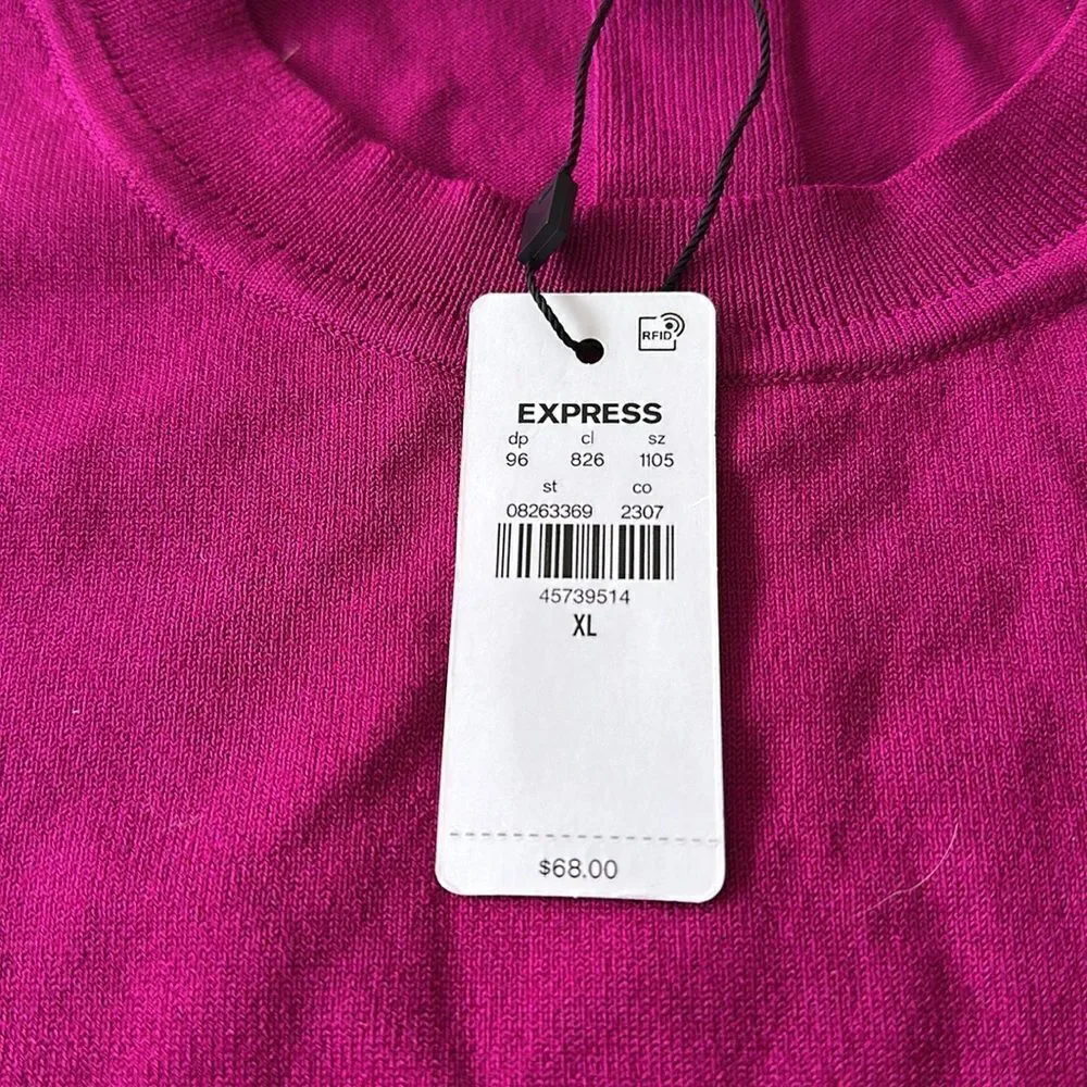 Express Silky Soft Fitted Crew Neck Sweater Berry XL NWT IN PACKAGE